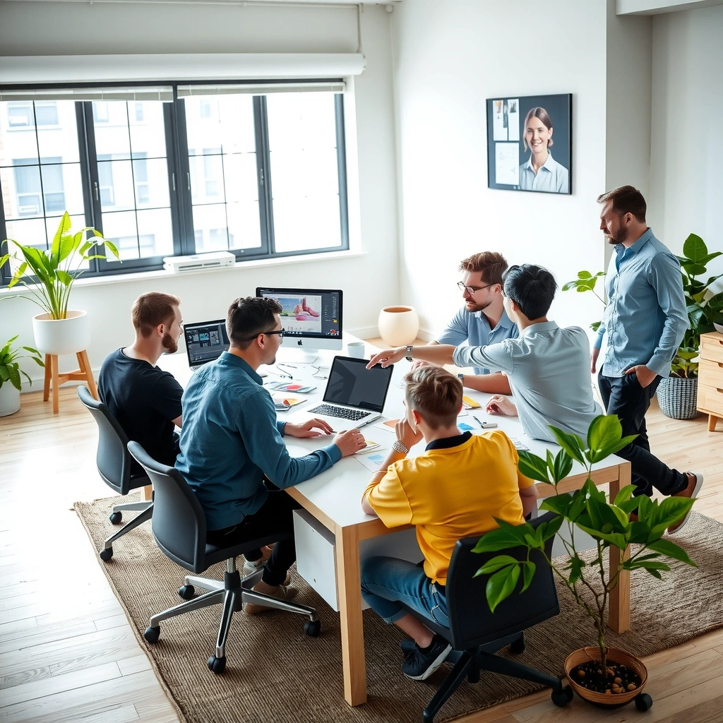 DesignForge team collaborating on a modern web design project