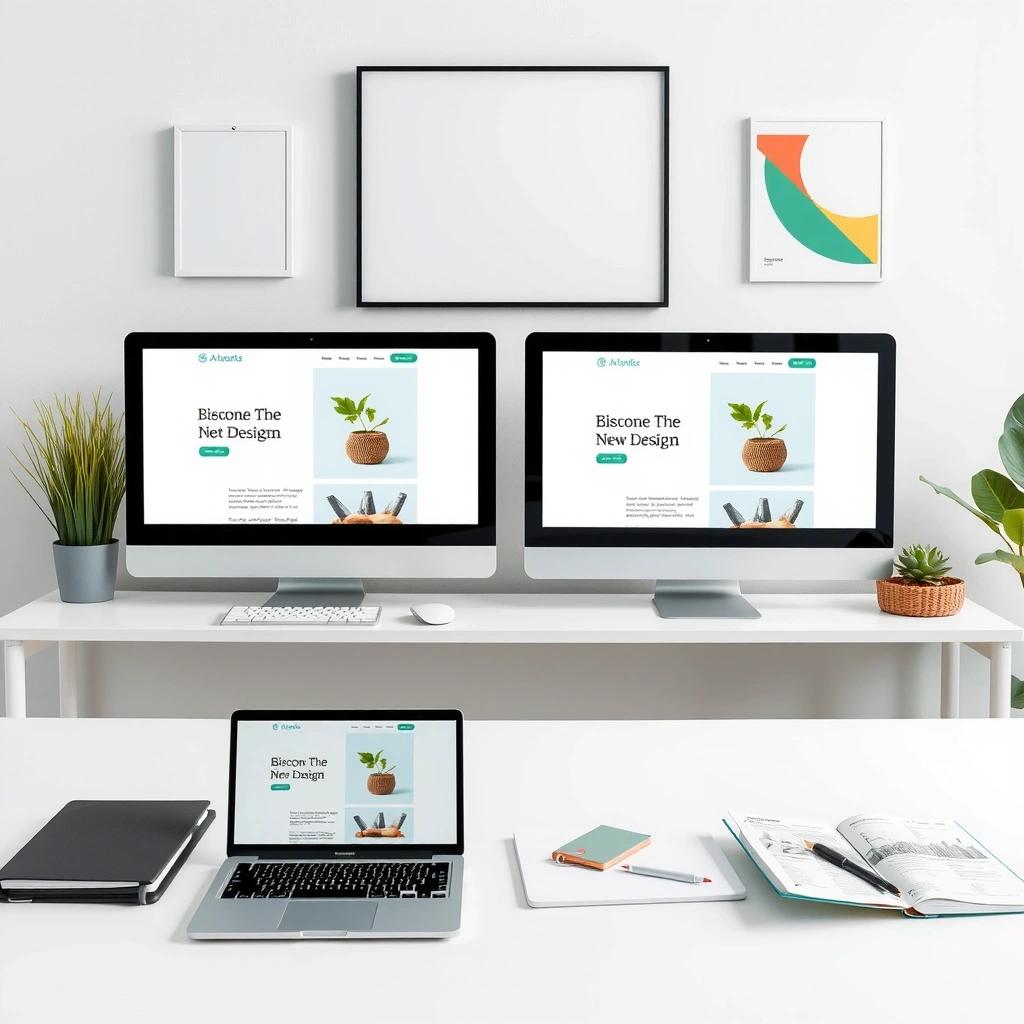 Modern web design workspace with clean minimal interface